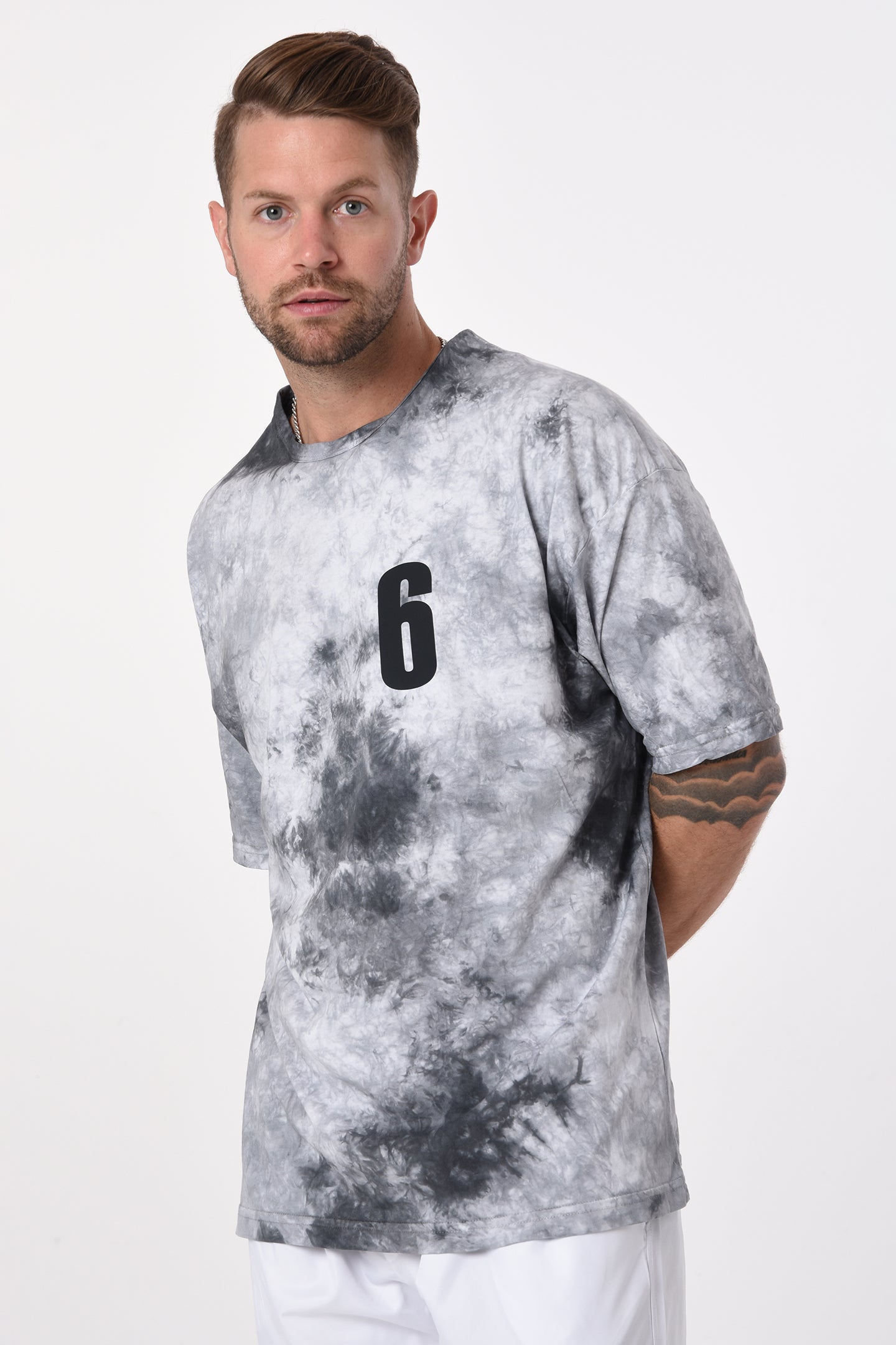Men's Crew Neck Osaka Back Print Tie-Dye T-Shirt R-5653