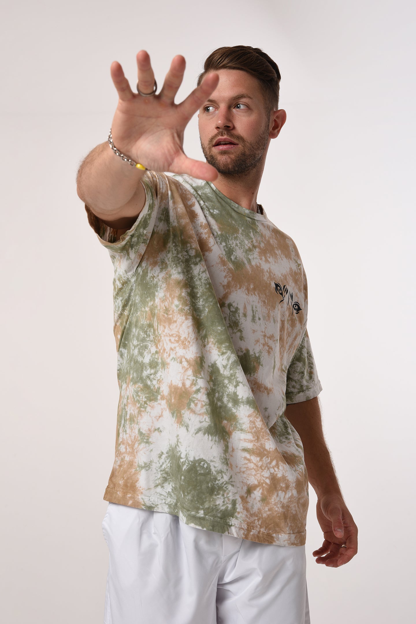 Men's Eye Print Crew Neck Tie-Dye T-Shirt R-5656