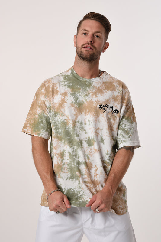 Men's Eye Print Crew Neck Tie-Dye T-Shirt R-5656