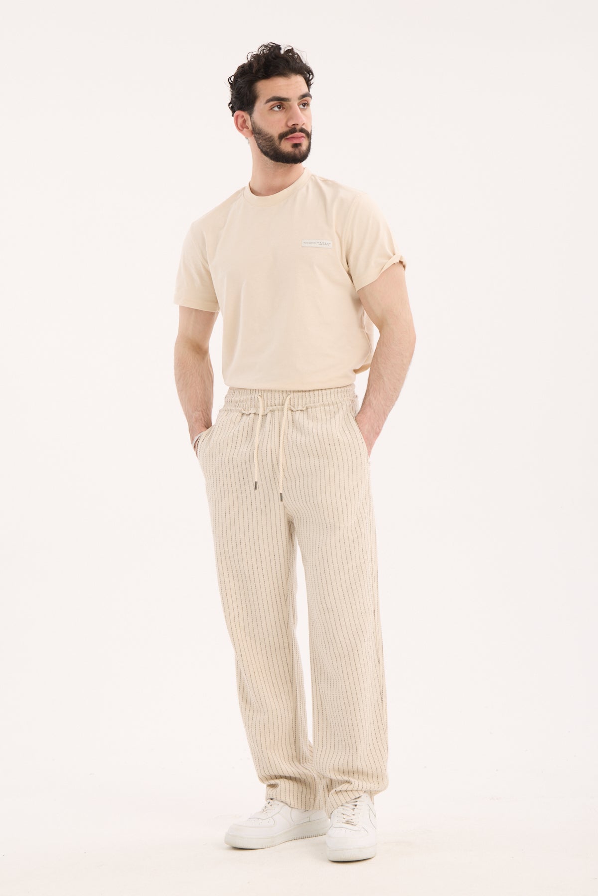 Elastic Waist Striped Pants R-4432