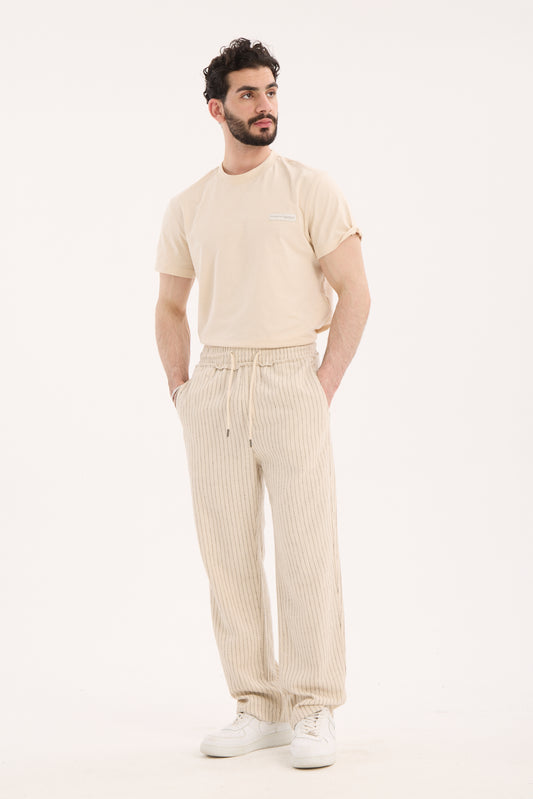 Elastic Waist Striped Pants R-4432