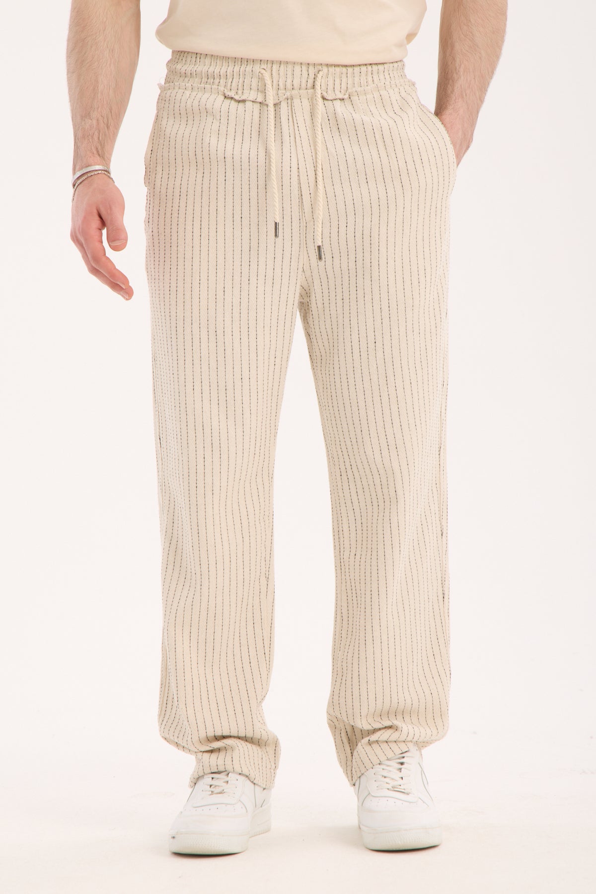 Elastic Waist Striped Pants R-4432