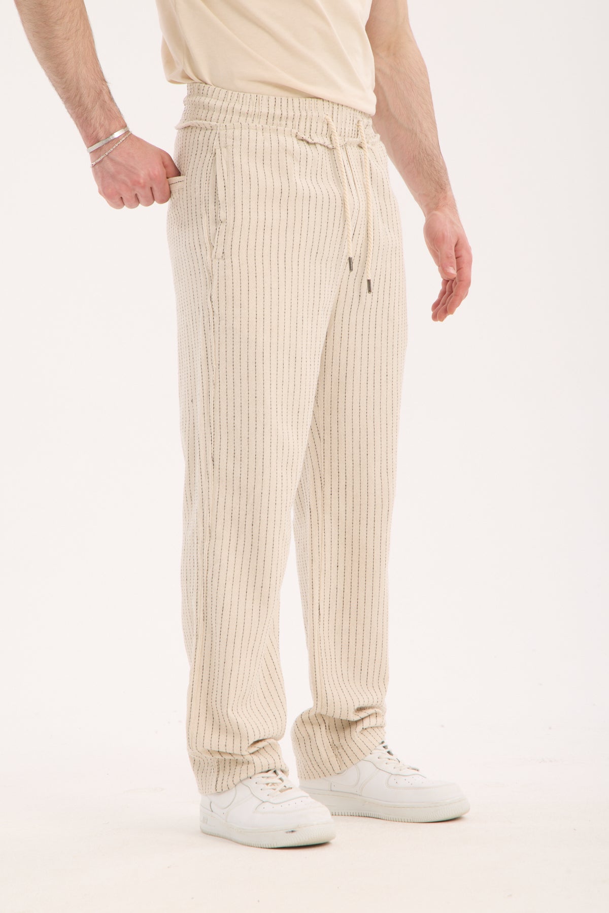 Elastic Waist Striped Pants R-4432