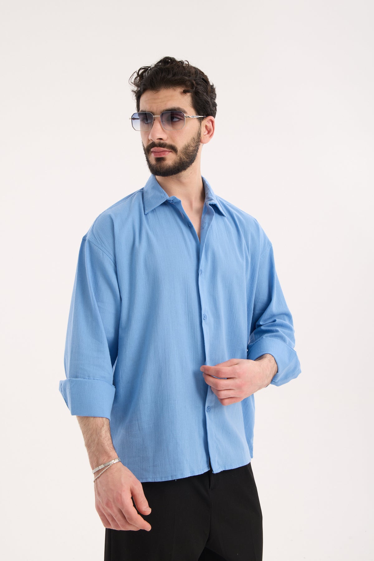 Men’s Long Sleeve Crinkle Shirt X-0017