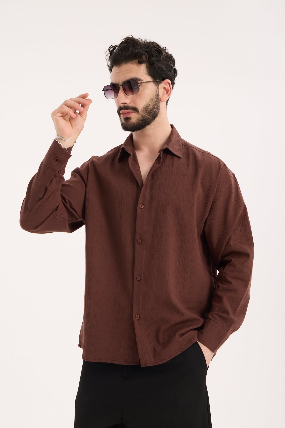 Men’s Long Sleeve Crinkle Shirt X-0017