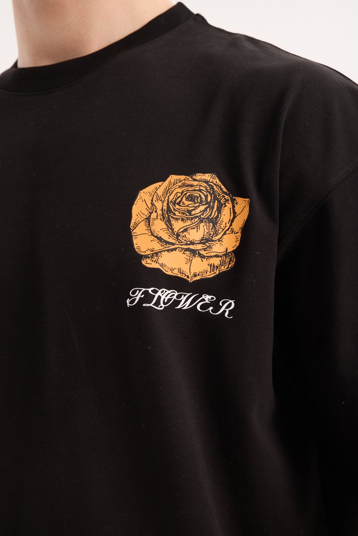 Front & Back Rose Print T-Shirt R-5862