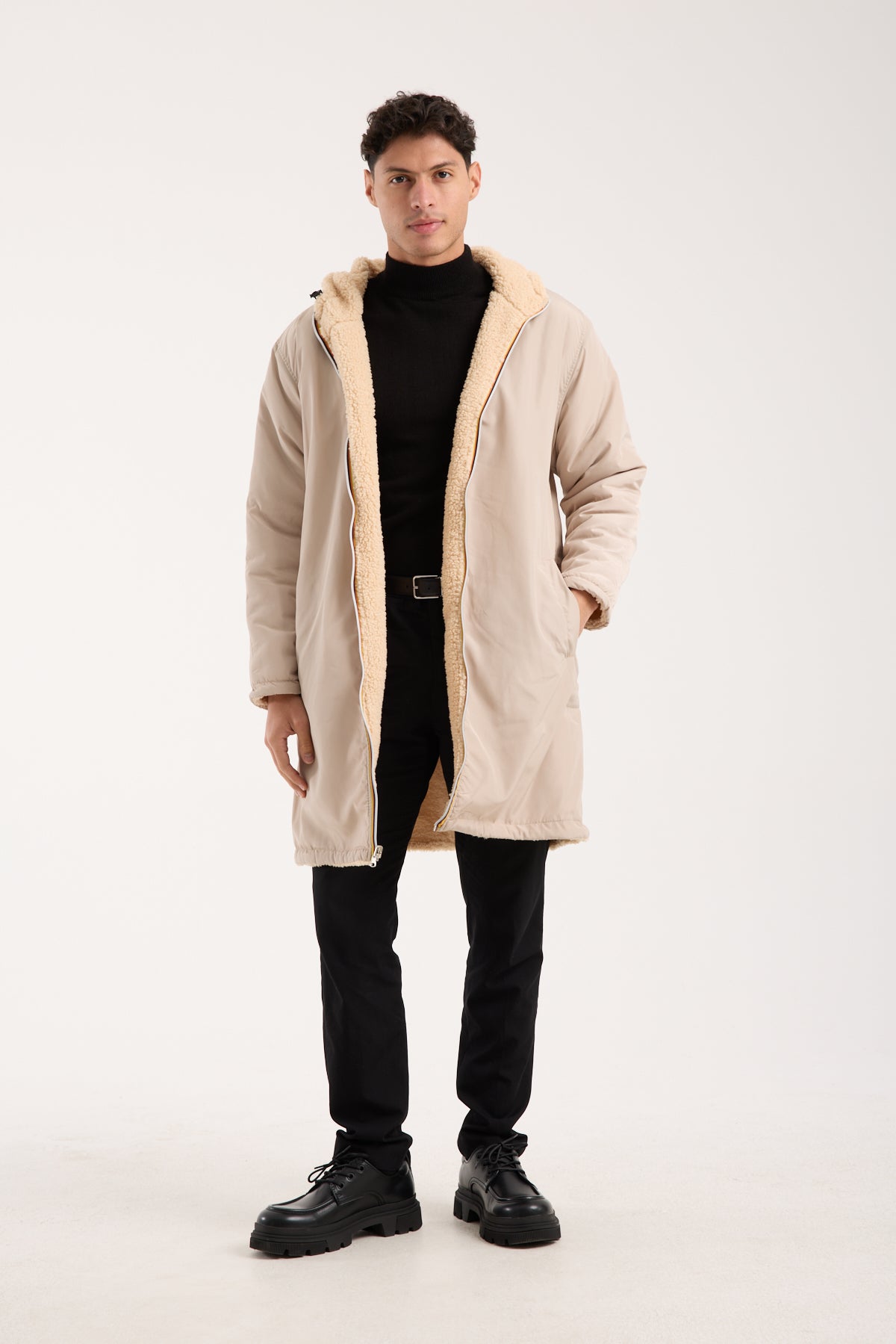 Men’s Reversible Sherpa Coat – Double-Sided Winter Jacket-R-2474