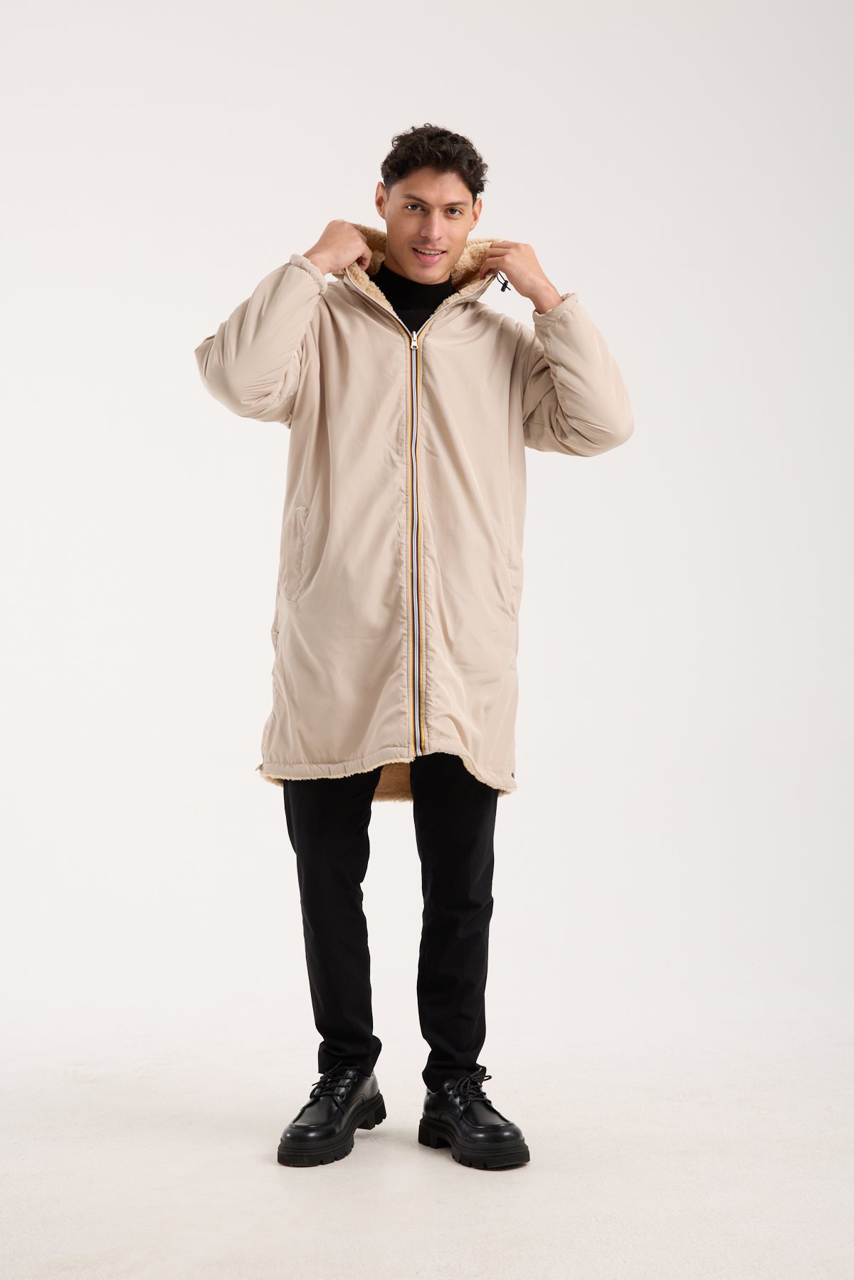Men’s Reversible Sherpa Coat – Double-Sided Winter Jacket-R-2474