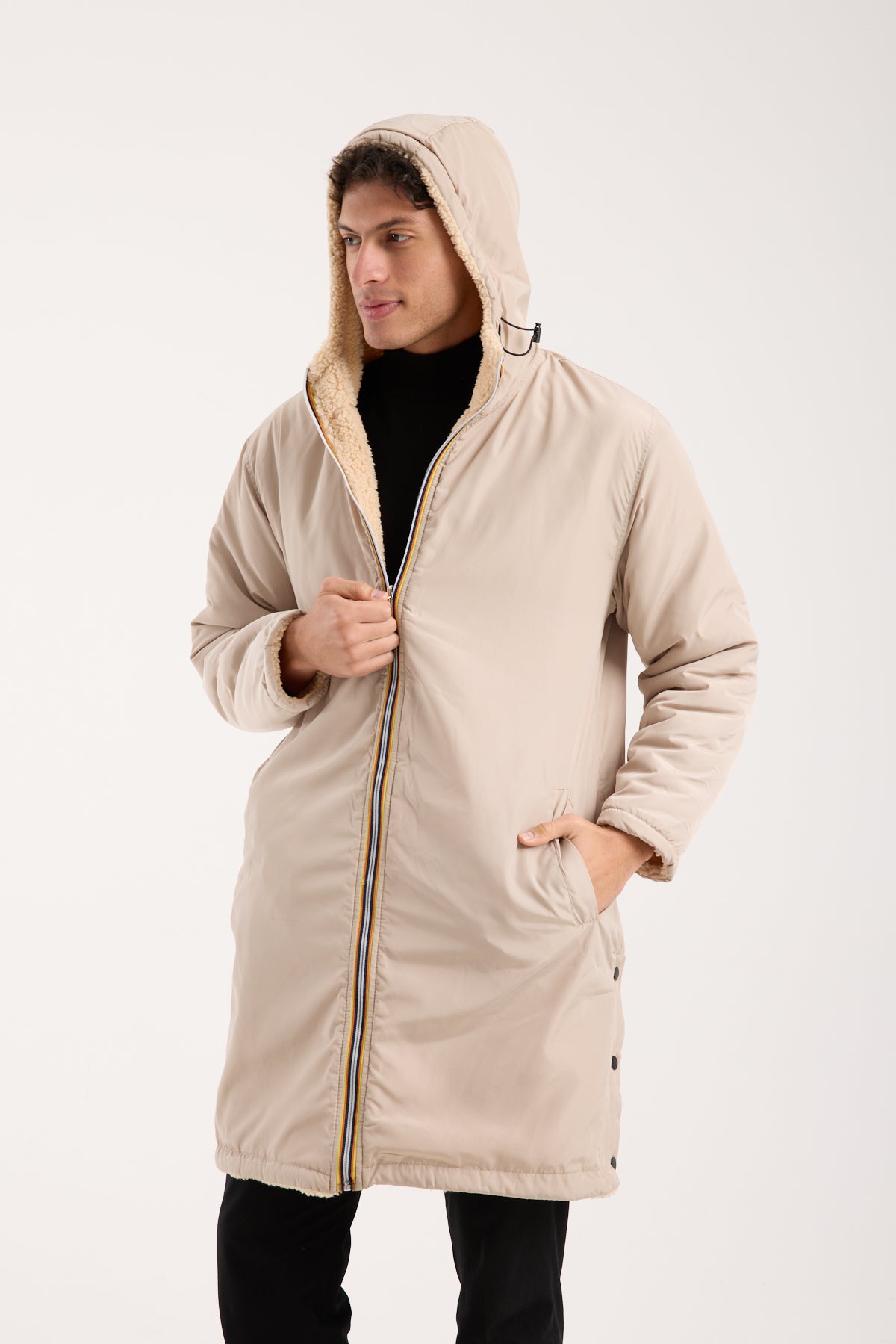 Men’s Reversible Sherpa Coat – Double-Sided Winter Jacket-R-2474