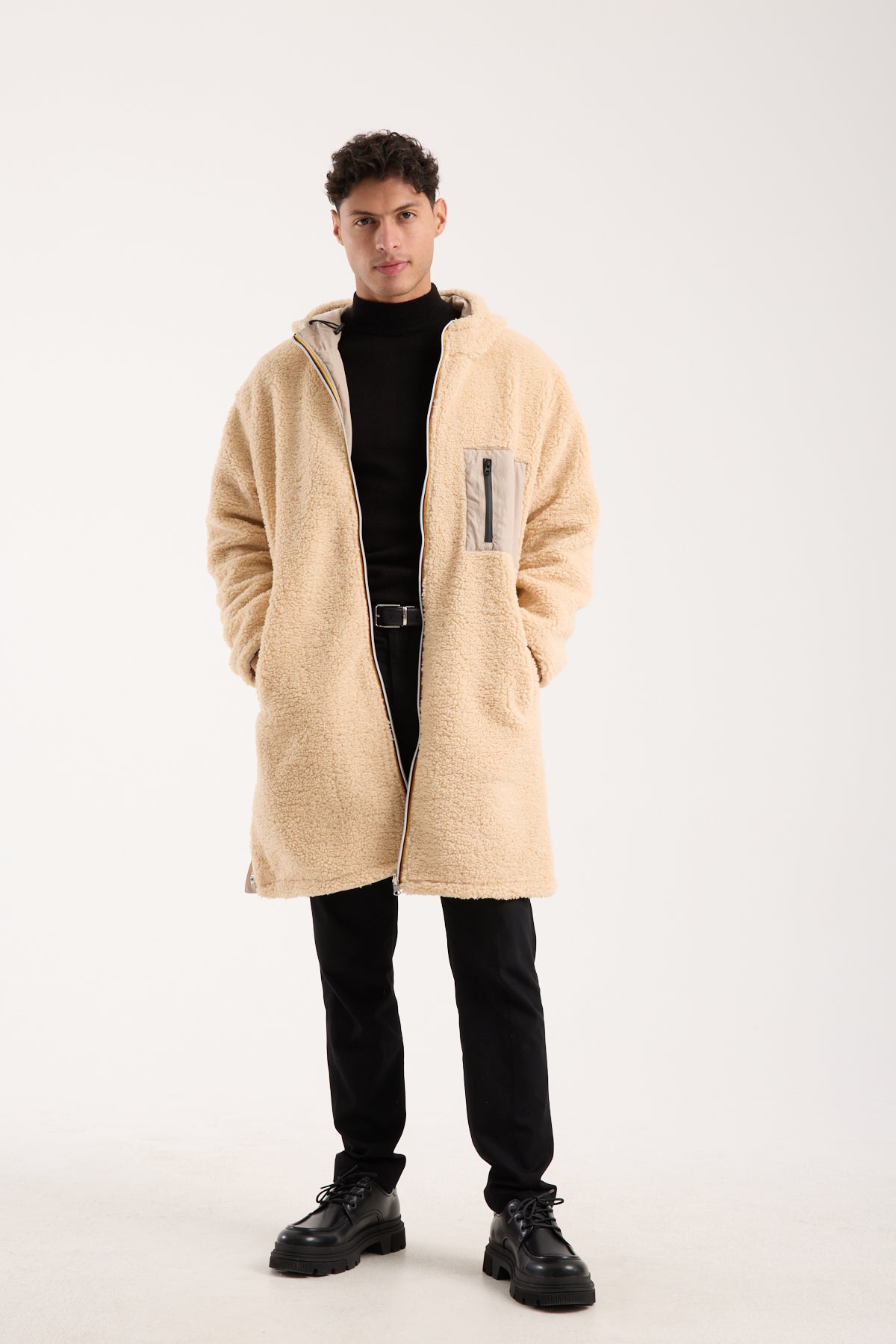 Men’s Reversible Sherpa Coat – Double-Sided Winter Jacket-R-2474