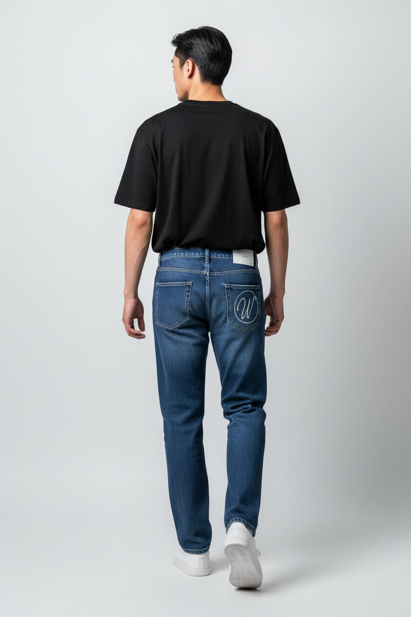 Men’s Blue Denim Jeans | Classic Style with Pocket Embroidery-T-3262